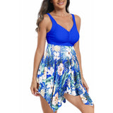 Asymmetrical Sleeveless V Neck Floral Swimsuits - MVTFASHION.COM