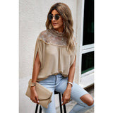 Boho Floral Mesh Lace Solid Blouse - MVTFASHION.COM