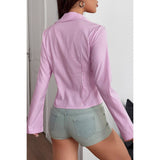 Button Down Striped Slim Fit Long Sleeve Blouse - MVTFASHION.COM