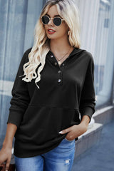 Button V - Neck Pocket Hoodie - MVTFASHION.COM