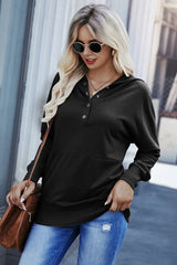 Button V - Neck Pocket Hoodie - MVTFASHION.COM