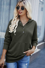 Button V - Neck Pocket Hoodie - MVTFASHION.COM