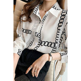 Chain Print Drop Shoulder Loose Fit Blouse - MVTFASHION.COM