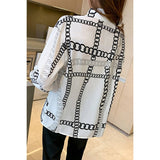 Chain Print Drop Shoulder Loose Fit Blouse - MVTFASHION.COM