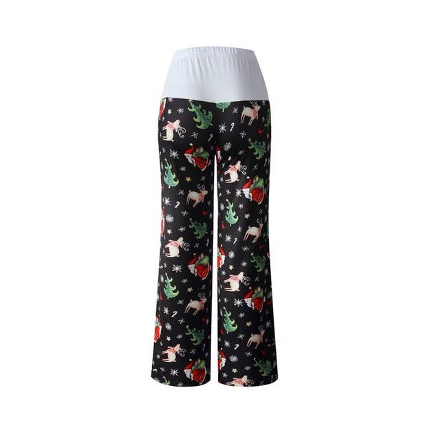 Christmas Print Wide Leg Maxi Pants - MVTFASHION.COM