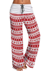 Christmas Print Wide Leg Maxi Pants - MVTFASHION.COM