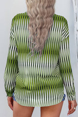 Collared Button Graphic Print Loose Shirt Top - MVTFASHION.COM