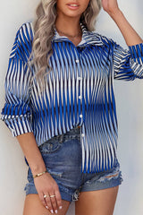 Collared Button Graphic Print Loose Shirt Top - MVTFASHION.COM