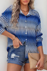 Collared Button Graphic Print Loose Shirt Top - MVTFASHION.COM