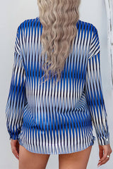 Collared Button Graphic Print Loose Shirt Top - MVTFASHION.COM