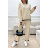 Colock Block Round Neck Drop Shoulder Loose Set - MVTFASHION.COM