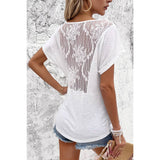 Color Block Deep V Ruched Lace Fit Solid Shirt - MVTFASHION.COM