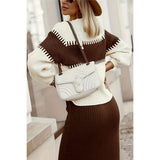 Color Block Drop Shoulder Elastic Knit Set - MVTFASHION.COM