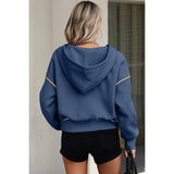 Color Block Drop Shoulder Half Zipper Loose Hoodie - MVTFASHION.COM