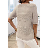 Color Block Knit Lace Trim Round Neck Loose Top - MVTFASHION.COM