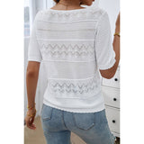 Color Block Knit Lace Trim Round Neck Loose Top - MVTFASHION.COM