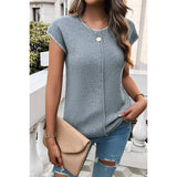 Color Block Knit Round Neck Fit Top - MVTFASHION.COM