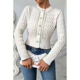 Color Block Knot Lace Trimmed Cropped Cardigan - MVTFASHION.COM