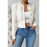 Color Block Knot Lace Trimmed Cropped Cardigan - MVTFASHION.COM