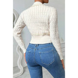 Color Block Knot Lace Trimmed Cropped Cardigan - MVTFASHION.COM