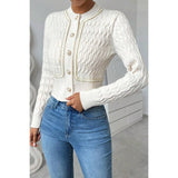 Color Block Knot Lace Trimmed Cropped Cardigan - MVTFASHION.COM