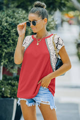 Color Block Short Sleeve Top - Clearance - MVTFASHION.COM