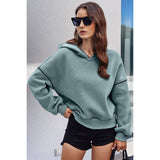 Color Block Solid Loose Fit Drop Shoulder Hoodie - MVTFASHION.COM