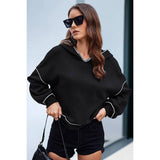 Color Block Solid Loose Fit Drop Shoulder Hoodie - MVTFASHION.COM