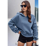 Color Block Solid Loose Fit Drop Shoulder Hoodie - MVTFASHION.COM