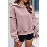 Color Block Solid Loose Fit Drop Shoulder Hoodie - MVTFASHION.COM