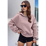 Color Block Solid Loose Fit Drop Shoulder Hoodie - MVTFASHION.COM