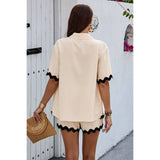 Color Block Two Pieces Button Blouse Sets - MVTFASHION.COM