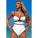 Contrast Trim Knot Front Cut One Piece Swimsuit - MVTFASHION.COM