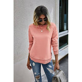 Crew Neck Solid Long Sleeve Sweatshirt - MVTFASHION.COM