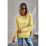 Crew Neck Solid Long Sleeve Sweatshirt - MVTFASHION.COM