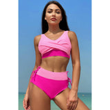 Cross Color Block Two Pieces Sleeveless Swimsuits - MVTFASHION.COM