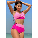 Cross Color Block Two Pieces Sleeveless Swimsuits - MVTFASHION.COM