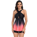 Cross Helter Cut Out Sleeveless Ruffle Swimsuits - MVTFASHION.COM