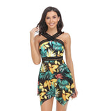 Cross Plate Sleeveless Backless Halter Swimsuit - MVTFASHION.COM