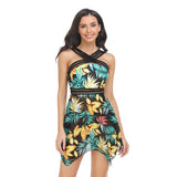 Cross Plate Sleeveless Backless Halter Swimsuit - MVTFASHION.COM