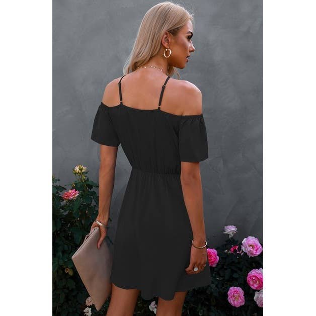 Cross Straps Off Shoulder Dress - MVTFASHION.COM