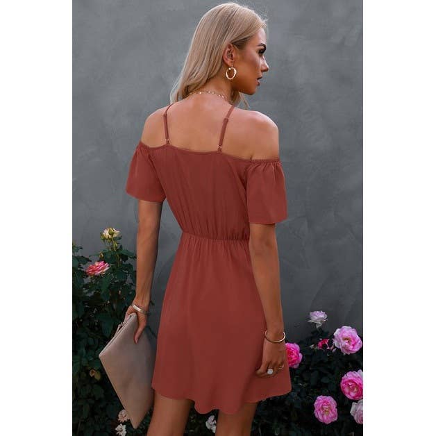 Cross Straps Off Shoulder Dress - MVTFASHION.COM