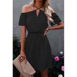 Cross Straps Off Shoulder Dress - MVTFASHION.COM