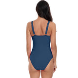 Deep V Neck One Piece Lace Trim Sleeveless Swimsuit - MVTFASHION.COM