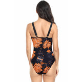 Deep V Neck One Piece Lace Trim Sleeveless Swimsuit - MVTFASHION.COM