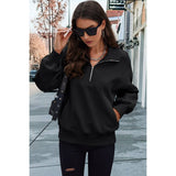 Drop Shoulder Zipper Loose Fit Pockets Hoodie - MVTFASHION.COM