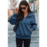 Drop Shoulder Zipper Loose Fit Pockets Hoodie - MVTFASHION.COM