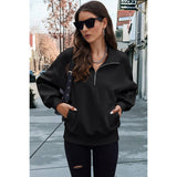 Drop Shoulder Zipper Loose Fit Pockets Hoodie - MVTFASHION.COM