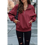 Drop Shoulder Zipper Loose Fit Pockets Hoodie - MVTFASHION.COM