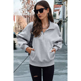 Drop Shoulder Zipper Loose Fit Pockets Hoodie - MVTFASHION.COM